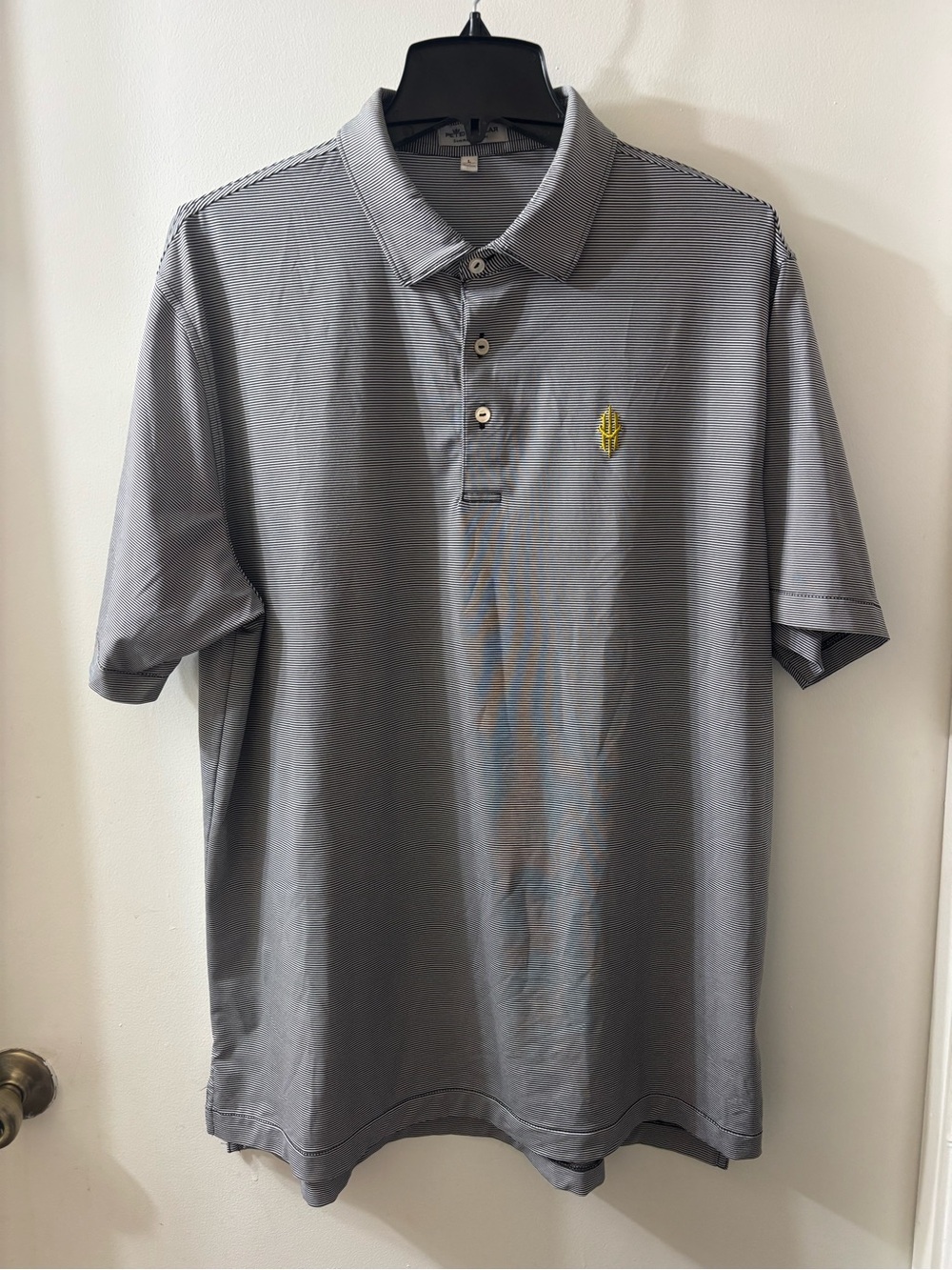 Peter Millar Gray Polo with Yellow Crest